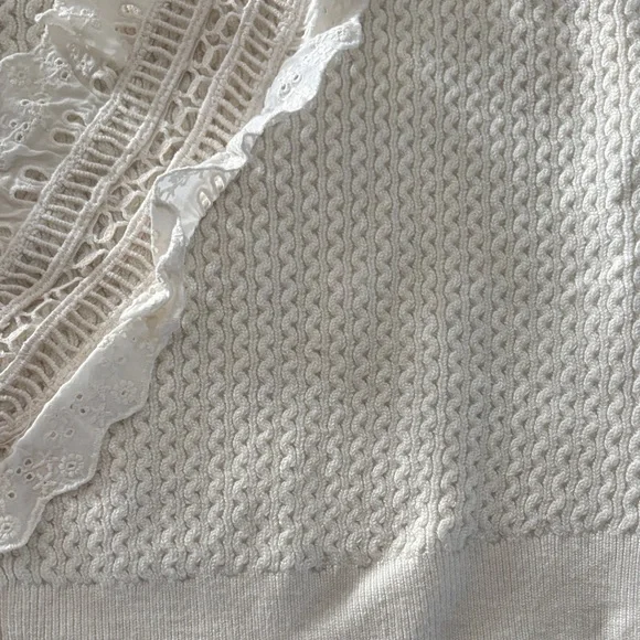 Pilcro from Anthropologie Cream Lace Detail Women's Blouse - Picture 6 of 8